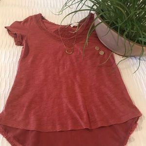 Meadow Rue - coral rust blouse. Small.